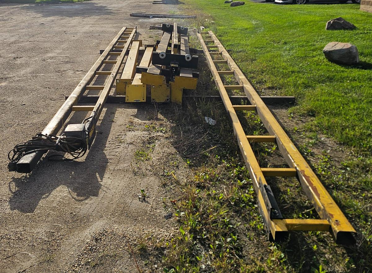 Used CM Loderail 1 Ton Freestanding Workstation Crane 15' Span x 33.5' Runway w/ Budgit 1 Ton Electric Hoist