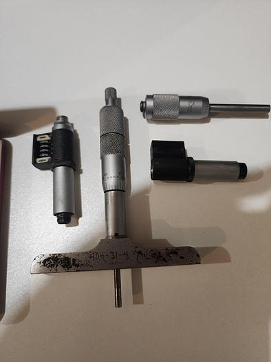 Used Starrett NO.446 Anvil & Mitutoyo .001'' Depth Micrometer Kit w/MISC Contents