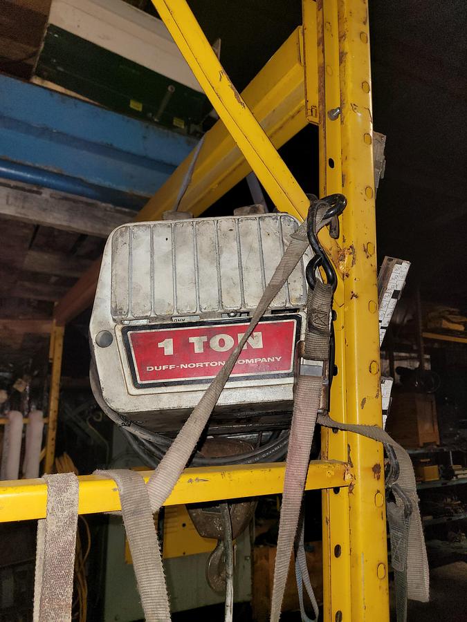 Used 1 Ton Gantries, Inc. Portable Adjustable Height Gantry Crane w/Electric & Manual Hoist