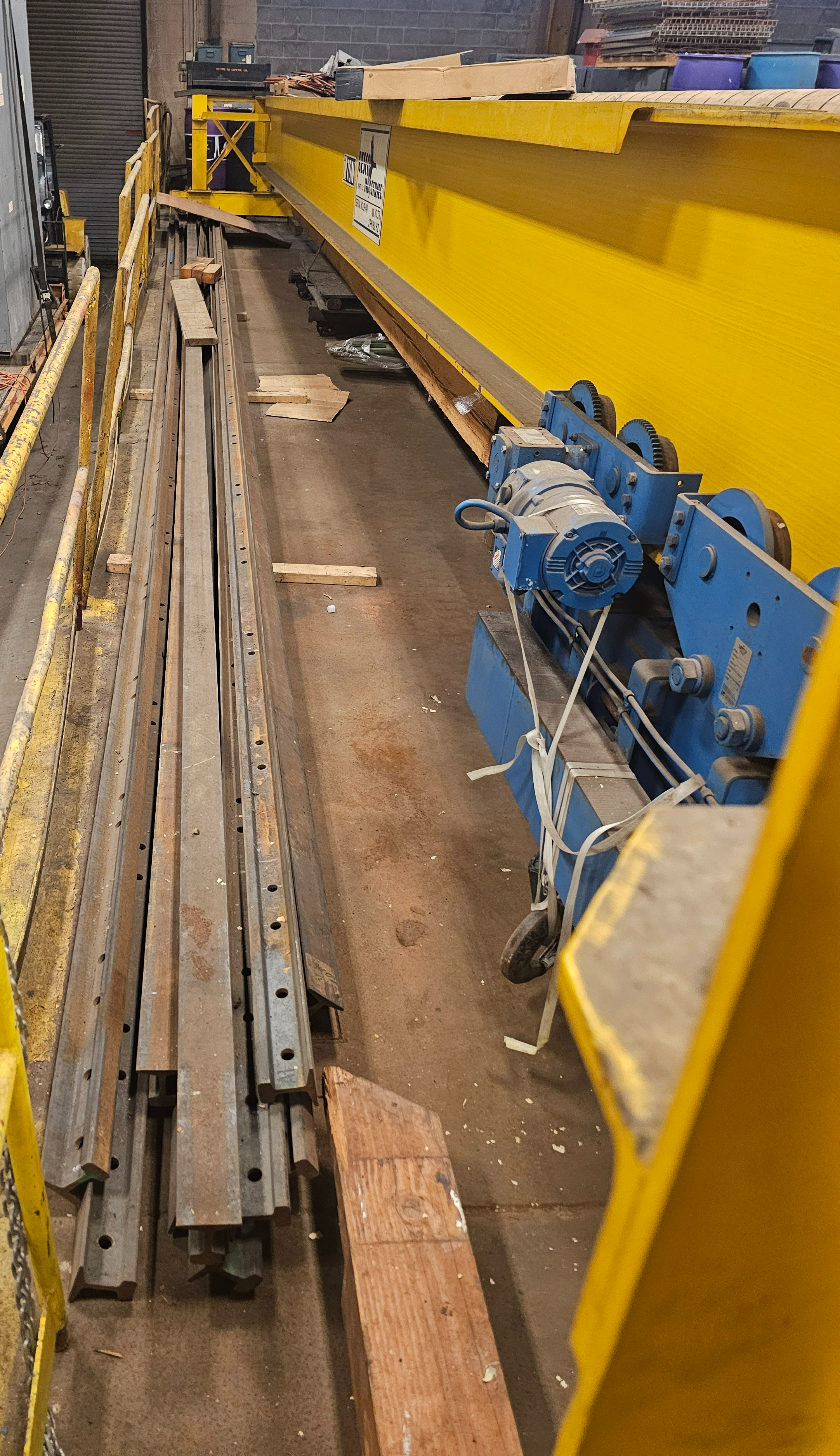 Used 7.5 Ton Uesco Top Running Overhead Crane 45' Span Shaw Box 72L Hoist + I-Beams