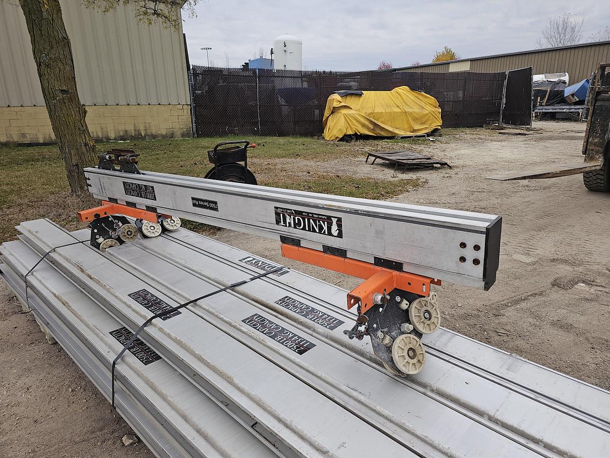 Used Knight RAD7500 1 Ton Aluminum Bridge Crane Suspension Rail System 170' Runway x 9' Span Bridges