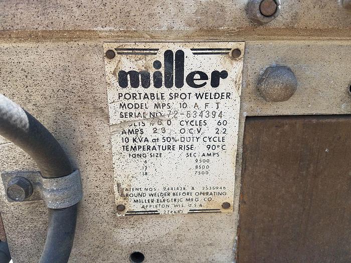 Used 10KVA Miller PortableSpot Welder on Stand w/cooler Model #: MPS-10-AFT