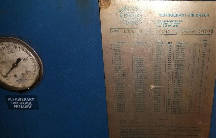 Used 150 CFM Pioneer ‘1987’ R12 Refrigerated Air Dryer #R150A