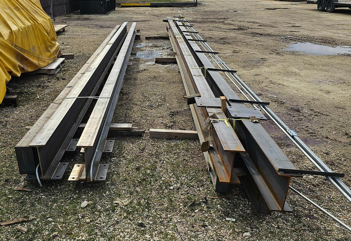 Used 2000# Shop Built 33' Span x 40' Runway Freestanding Bridge Crane & 1 Ton Hoist 