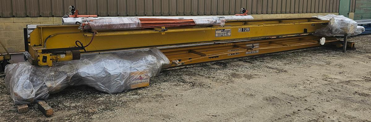 Used 35' Span x 105' Runway 3 Ton Uesco Double Bridge Freestanding Overhead Crane