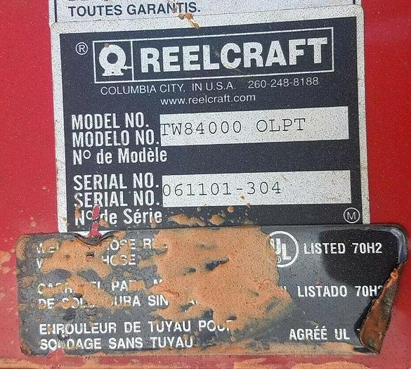 Used Reelcraft 2-Line #TW84000-OLPT 200 PSI, 1/4" x 100' Oxy/LP/Acetylene Gas Hoses