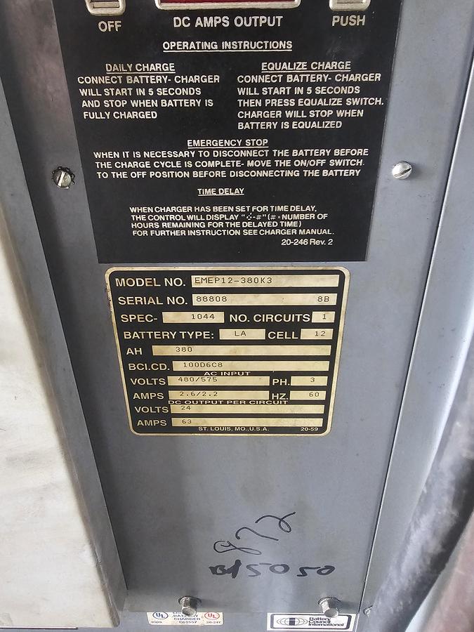 Used 24 Volt Oldham Hawker EMEP12-380K3 Industrial Lead Acid Battery Charger