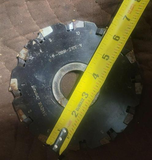 Used 6'' Sandvik Coromant Carbide Slot Mill Cutter 12 Carbide Tip A-3312-16013-0