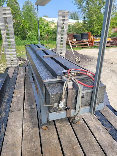 Used Tru-Stone Corporation Large 132” x 24” Granite Surface Plate on Cart Grade B
