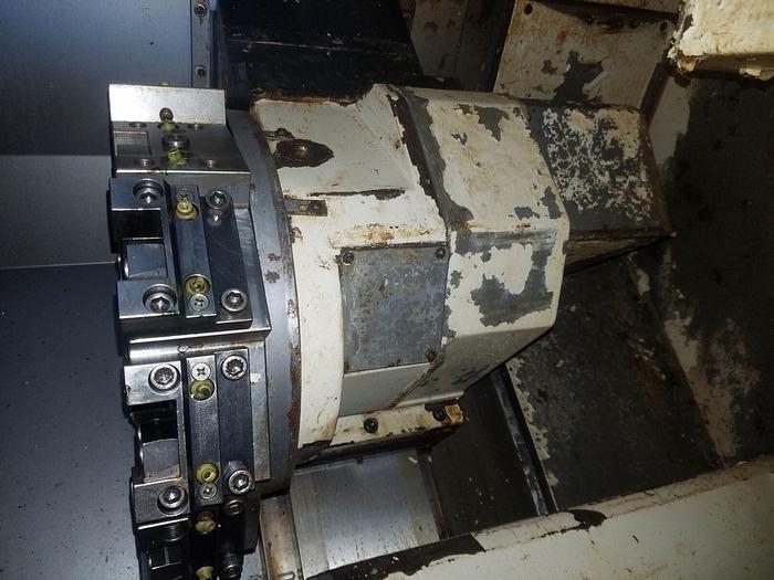 Used 2001 Okuma IMPACT LU15 Big Bore Twin Turret CNC Turning Center OSP U110L Control & Chuck