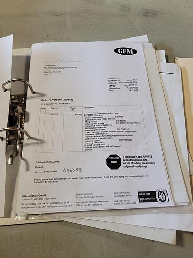 Used 2008 GFMesstechnik GmbH MikroCAD 3D Light Scanner 2.4 x 1.8 115V Single Phase
