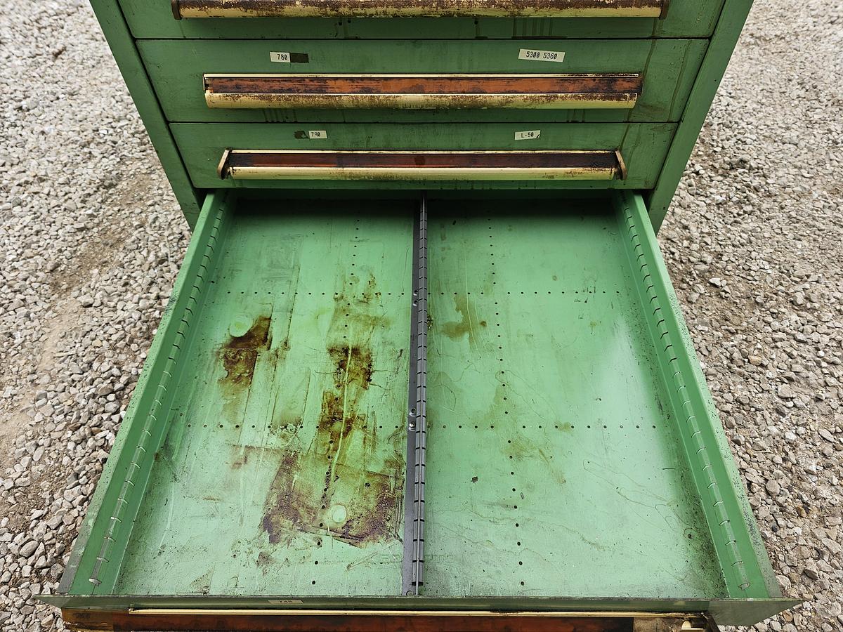 Used 12 Drawer Equipto Industrial Parts Storage Tooling Cabinet 30" x 28" x 57"