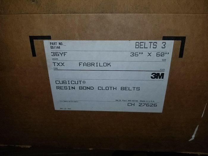 (3x) 3M Cubicut Wide Sanding Belts Part #: 051144, 36YF Grade/Grain 36'' x 60''