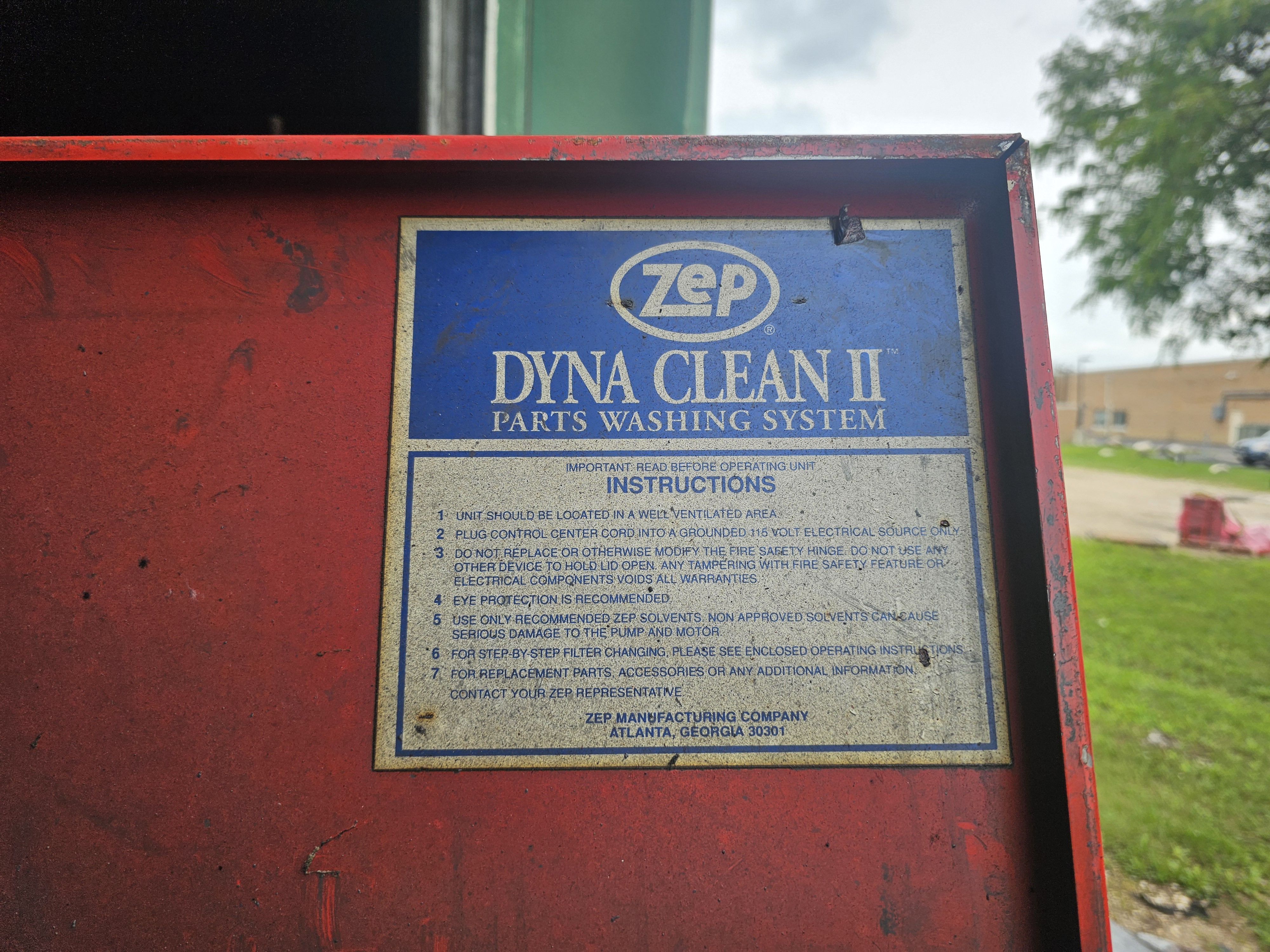 Used Zep Dyna-Clean II Industrial Solvent Parts Washer w/ Flow-Thru Brush, 30 Gal Drum, 115V