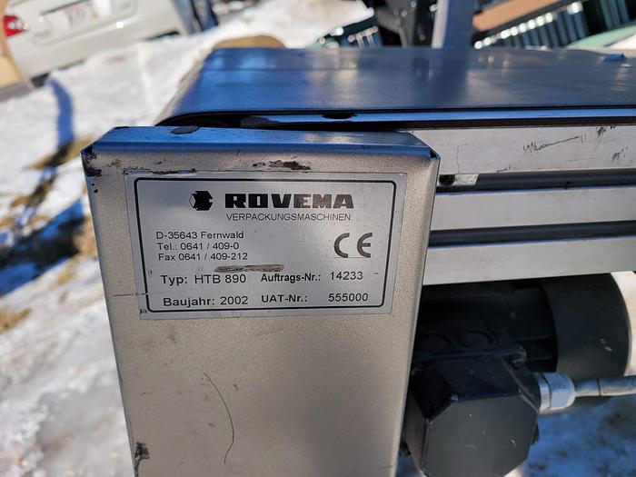 Used Rovema HTB890 Incline Flat Belt Aluminum Conveyor, 16” x 58”