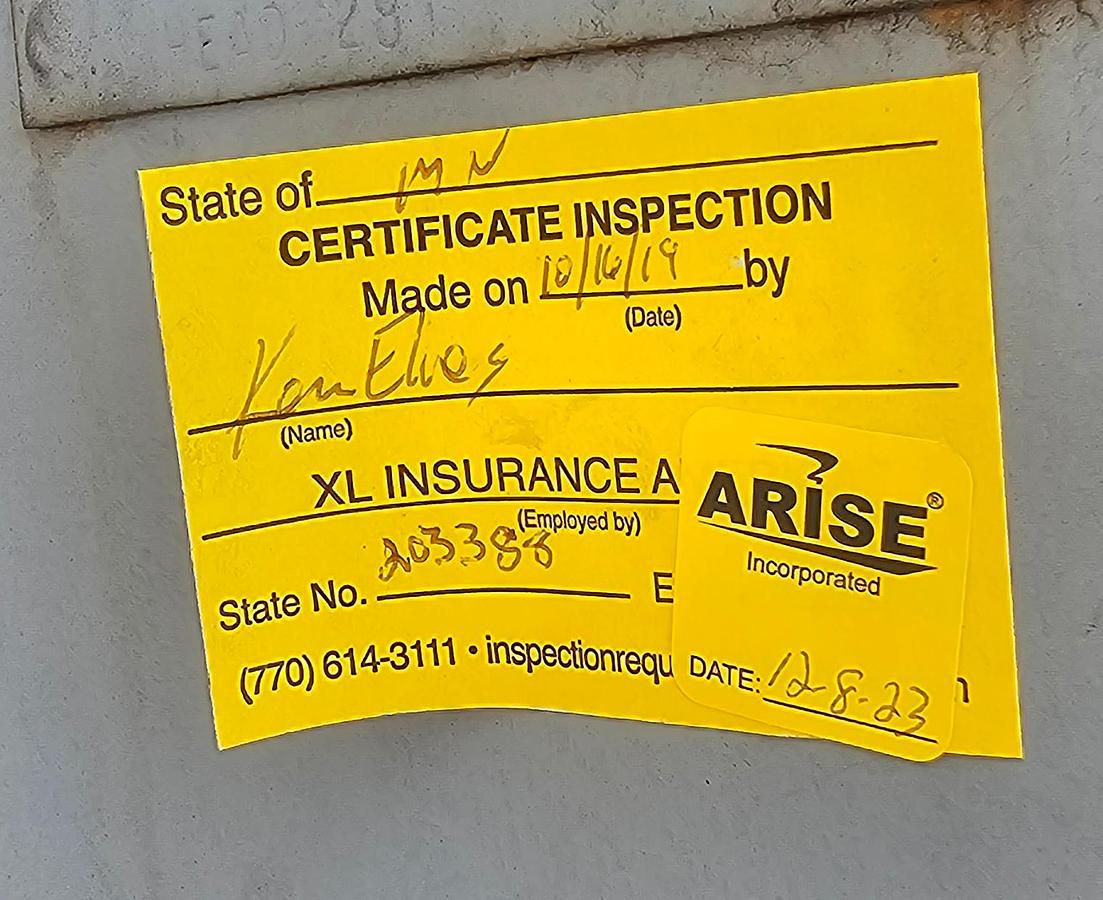 Used 1996 Silvan Industries 3000 Gallon Vertical Compressed Air Tank 150 Psi 