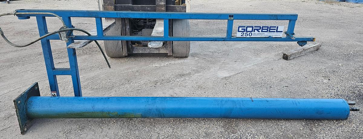 Used Gorbel 250# 1/8 Ton Freestanding Modular Jib Crane 10' Under Beam x 100" Arm & CM Shopstar 300# Hoist 