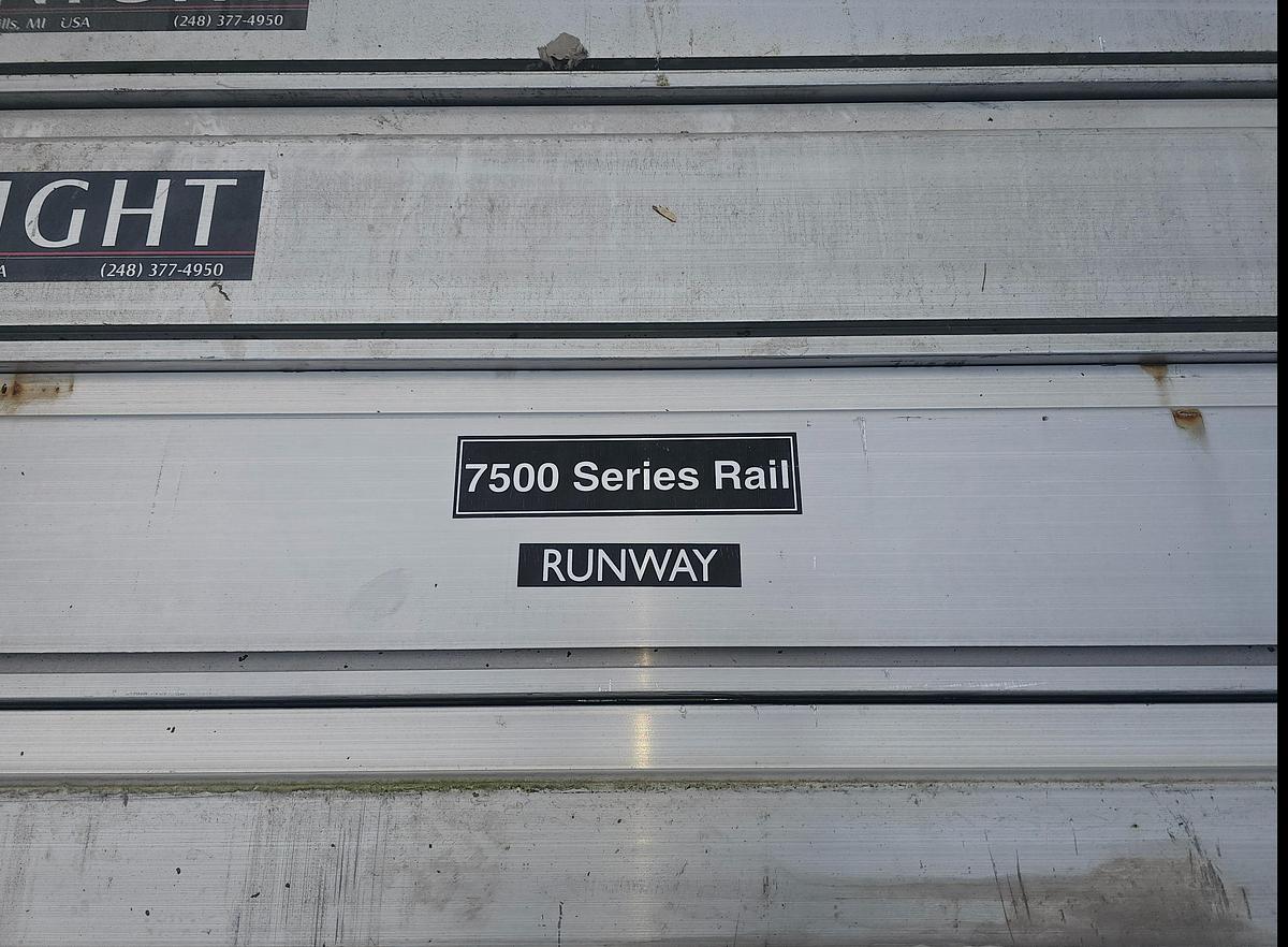 Used Knight RAD7500 1/2 Ton Aluminum Bridge Crane Suspension Rail System 180' Runway x 22' Span Bridge