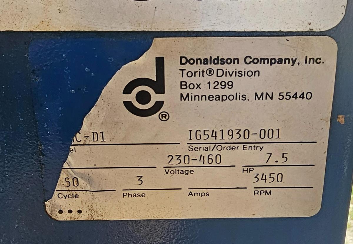Used 7.5 Hp Donaldson Torit DMC-D1 Mist & Dust Collector, S/N IG541930-001