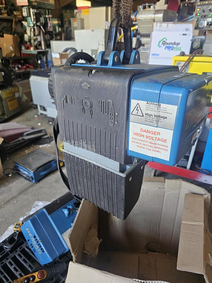 Used 1100# Demag DC-COM 5 500 1/1 H5 Overhead Electric Chain Hoist & Parts Hoist 