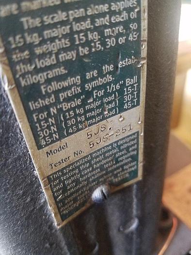 Used Rockwell Superficial Vintage Hardness Tester Mdl#: 5JS