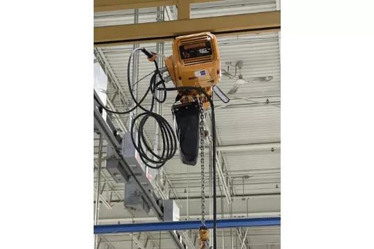 Used 1/2 Ton Gorbel Production Line Workstation Crane w/5x 1000 lb Bridges & 120' Runway & Harrington Hoists
