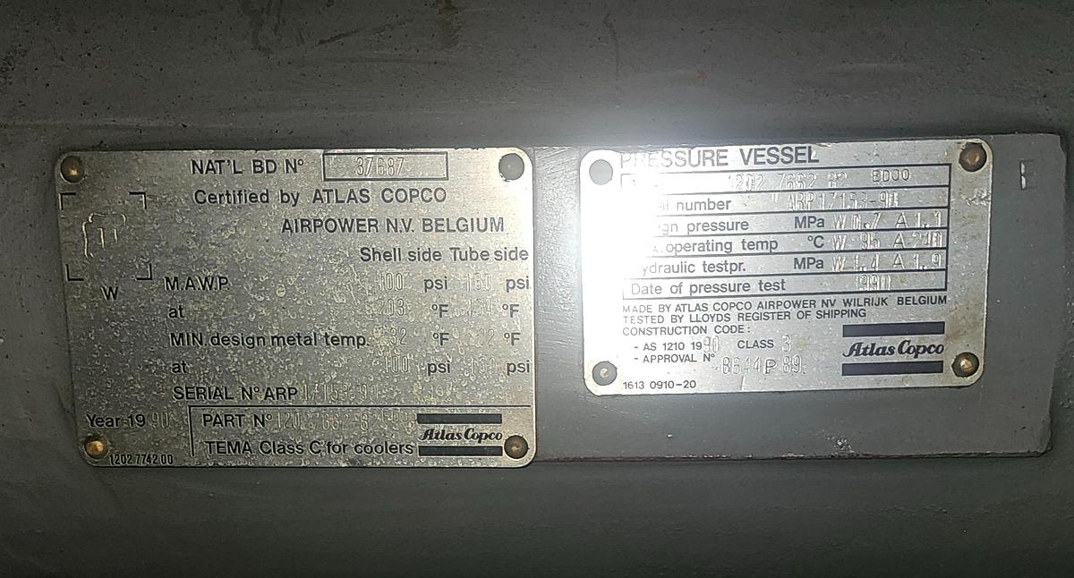 Used 450 Hp Atlas Copco ZR5 Oil Free 2050 CFM Rotary Screw Air Compressor - 72401 Hours