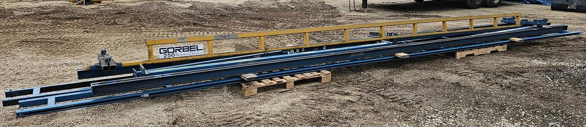 Used 25' Span x 32' Runway Gorbel 250# Freestanding Bridge Crane System & Anver 100# Vacuum Lift 