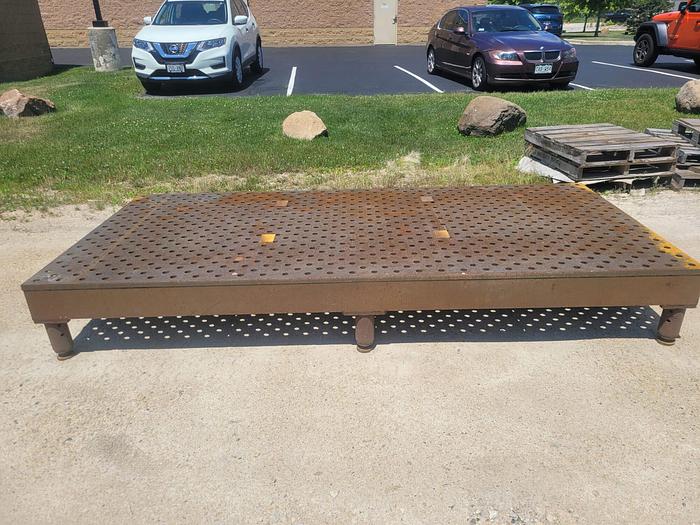Used 54.5” x 117.5” Acorn Style Steel Welding Platen Table 1 1/8” Diameter Holes w/Taper