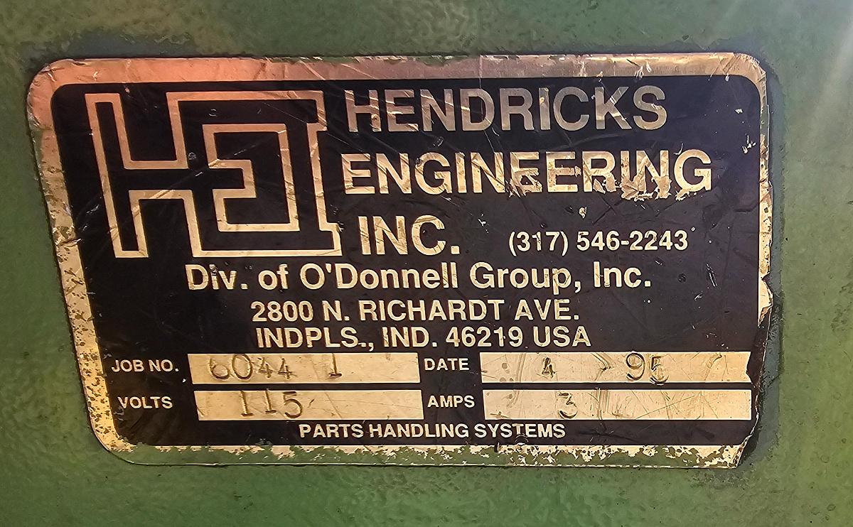 Used 12" Belt Hendricks Engineering Incline Feeder Conveyor 90" Height x 61" H Discharge Hopper 