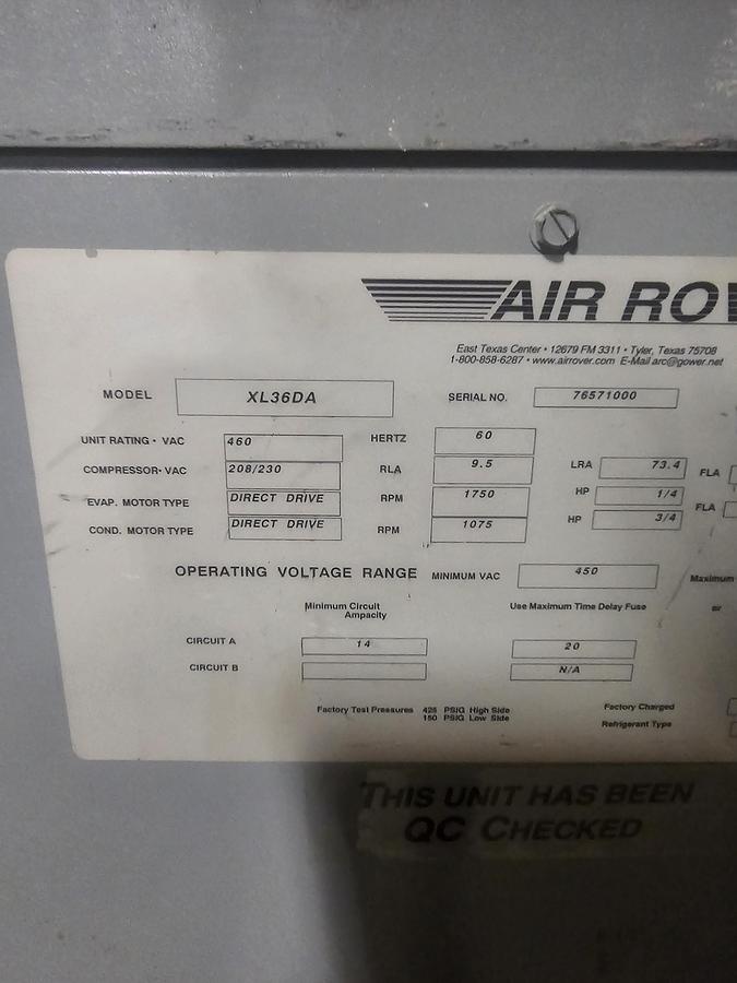 Used Air Rover XL36DA 36,000 BTU Portable Air Conditioning System