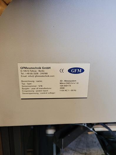 Used 2008 GFMesstechnik GmbH MikroCAD 3D Light Scanner 2.4 x 1.8 115V Single Phase
