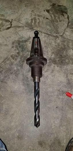 Used Valenite CAT 50 #4 Morse Taper Toolholder Part #: V50CT-4M w/ 15/16'' Drill