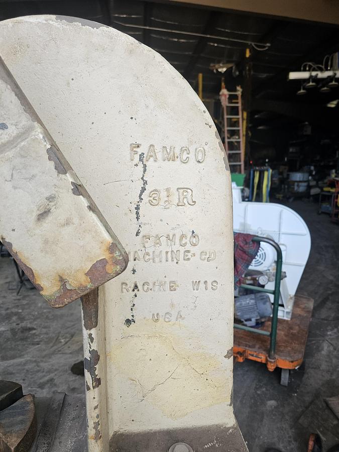 Used Famco No 3-1/2R 5-Ton Ratchet Arbor Press & Heavy Duty Factory Floor Stand