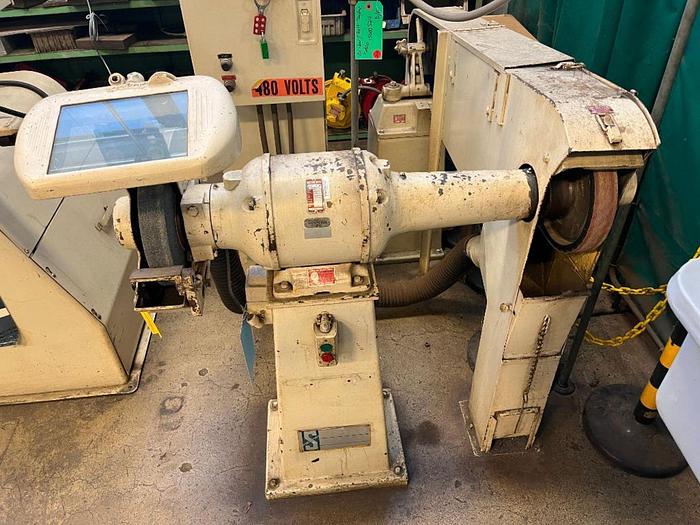 Used 3 Hp Setco 12” Pedestal Grinder & Belt Sander Combo w/Air-Rester Collector