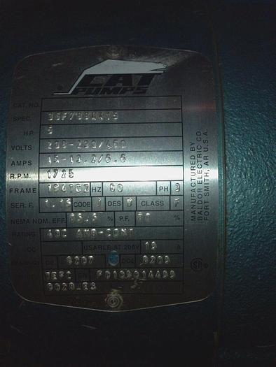 Used 5 HP CAT MODEL 350 HIGH PRESSURE PUMP ,5 HP ELECTRIC MOTOR 208-230/460V/3/60