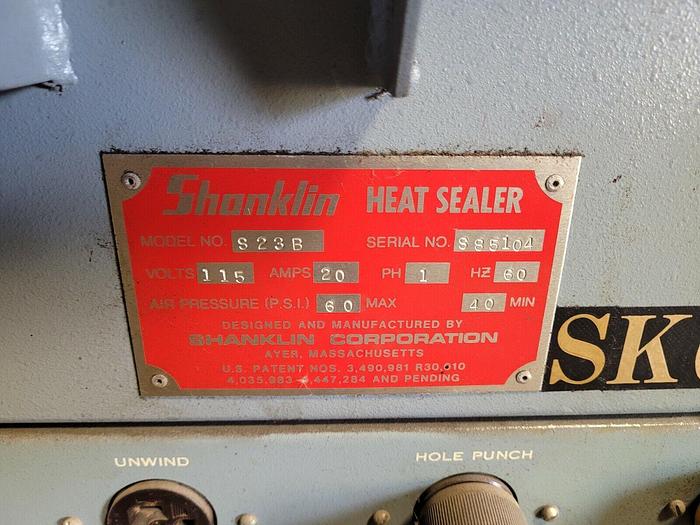 Used Shanklin Semi-Automatic L-Bar Sealer Model S-23B, 16" x 20" Cap, Power Conveyor