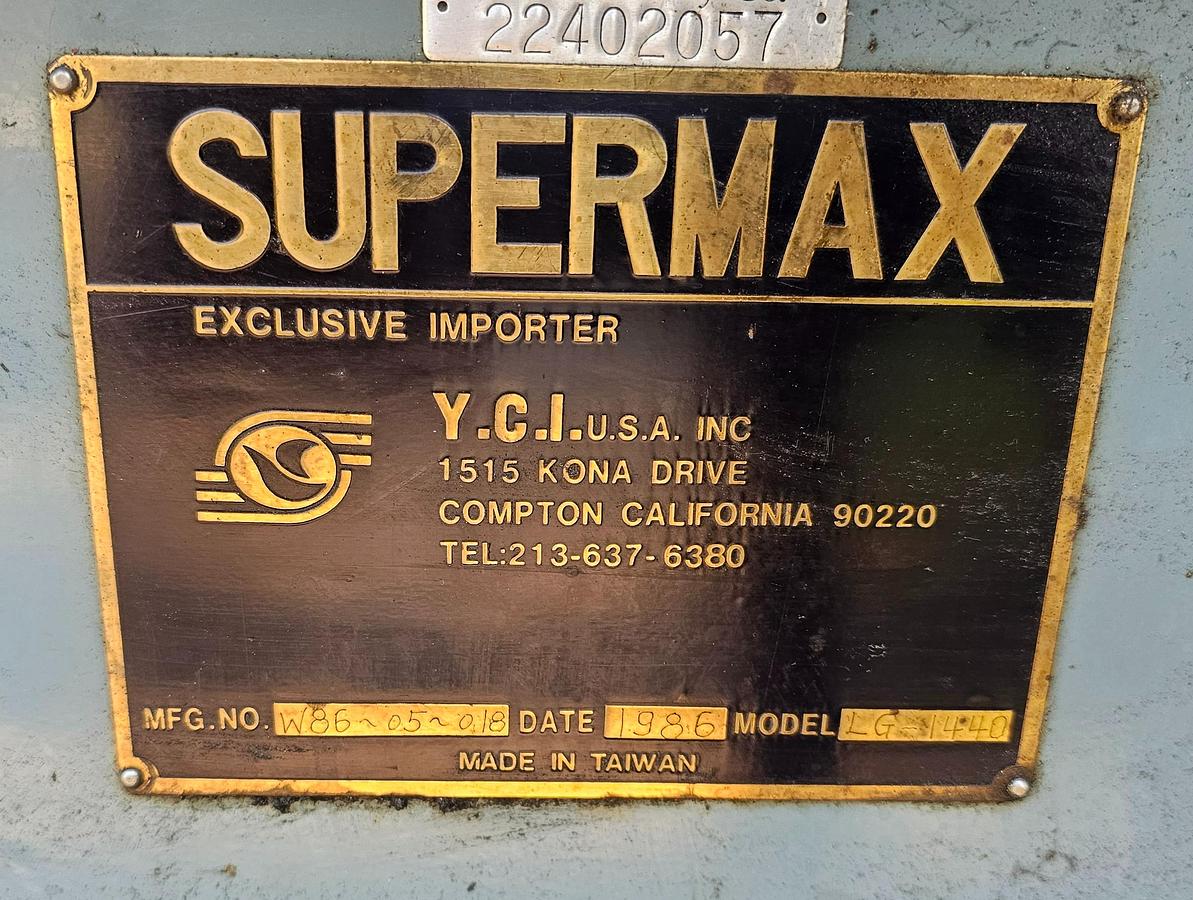 Used 14" x 40" Supermax LG-1440 Geared Head Gap Bed Engine Lathe