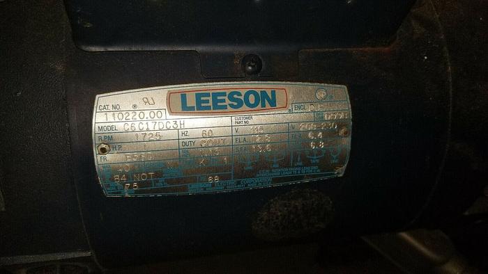 Used Leeson 1 Hp Electric Motor Catalog #110220.00 w/ Grove Gear 40:1 Reducer