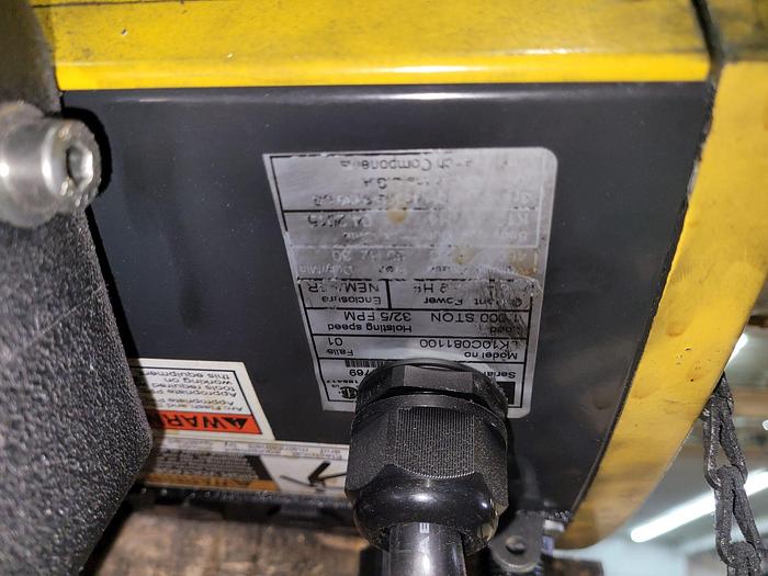 Used R&M 1/2 Ton LK10C081100 Electric Chain Hoist 32/5 FPM 25′ Lift w/Wireless Remote