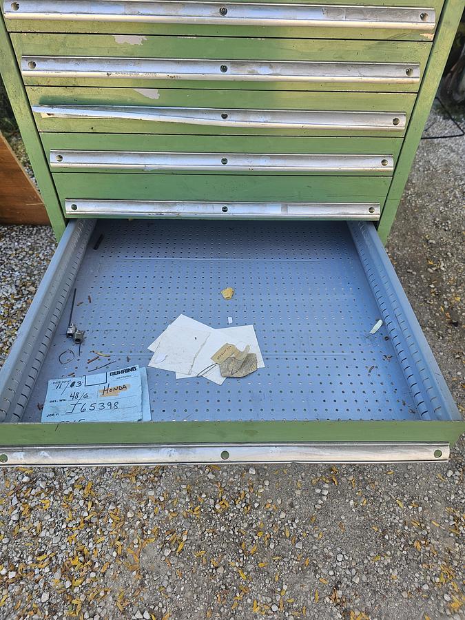 Used Vintage 15 Drawer Equipto Industrial Tooling Cabinet 28" x 28" x 60" Green