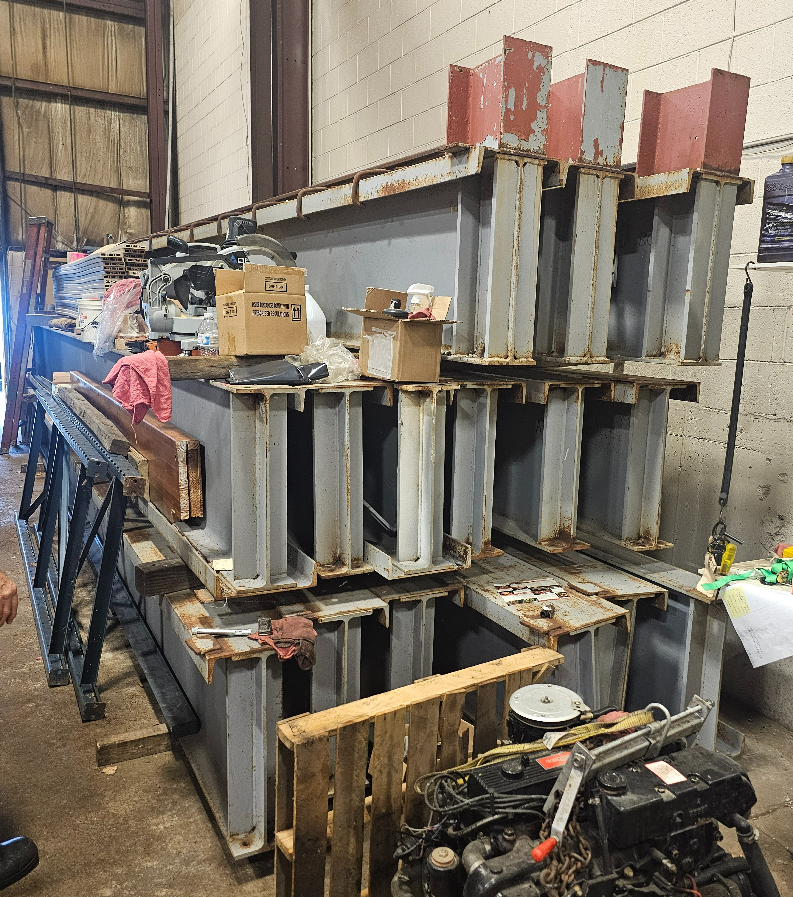Used 7.5 Ton Uesco Top Running Overhead Crane 45' Span Shaw Box 72L Hoist + I-Beams