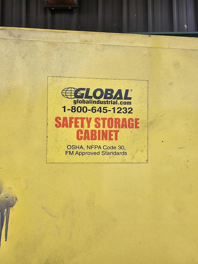Used Global Industrial BM45 45-Gallon Flammable Safety Cabinet, 2-Door Self Closing