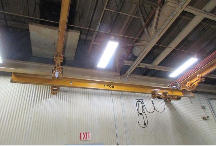Used 3 Ton Multi Bridge Underslung Monorail 26' Span x 120' Rail Overhead Bridge Crane System