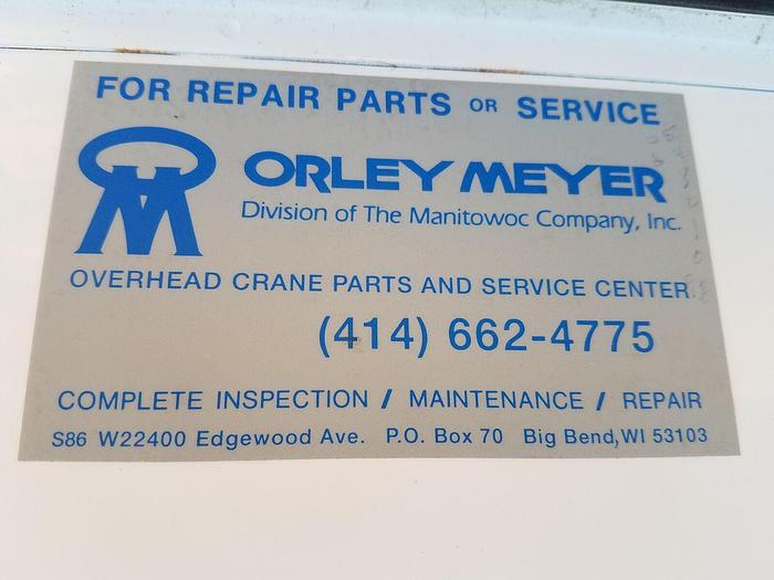 Used 10 Ton x 37′-6″ Orley Meyer Top Running Radio Control Bridge Crane – Stahl Hoist