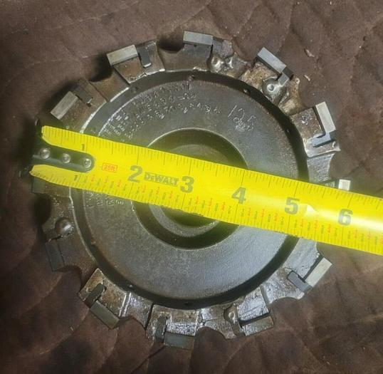 Used Ingersoll 6'' Diameter Max-I-Step J-83537-4 Face Mill 1'' Arbor Hole 434-02 Inse