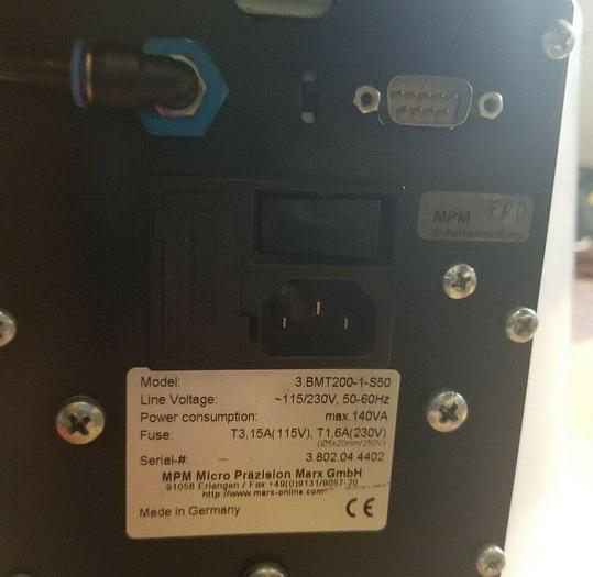 Used MPM Micro Prazision Marx GmbH Balancer Model #: 3.BMT200-1-S50