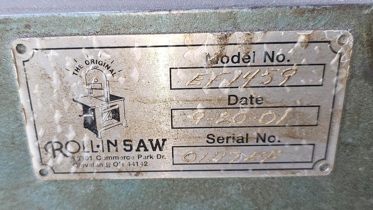 Used Roll-In EF1459 Portable Vertical Bandsaw 9" x 14" Capacity 110V, 1 ph 