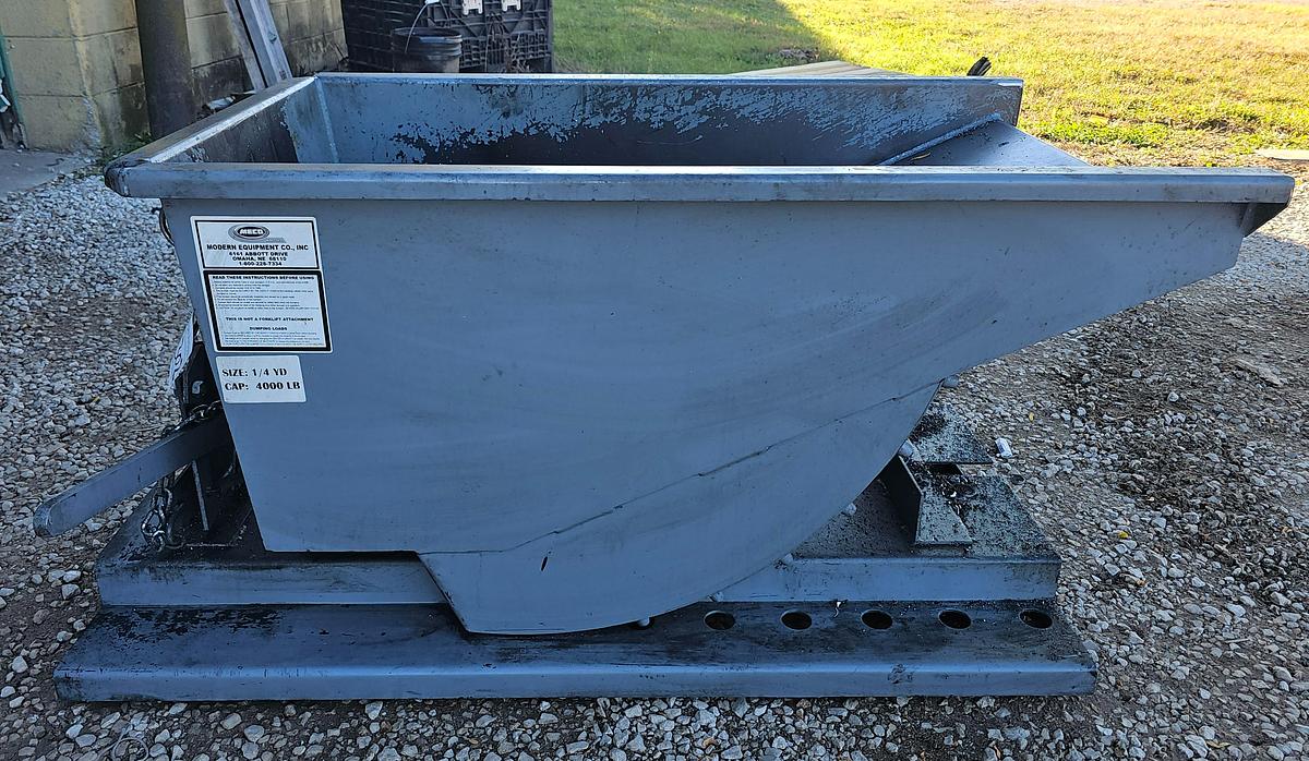 Used 1/4 Cu. Yard Modern Equipment Co. Self Dumping Hopper, 4000 lb Capacity