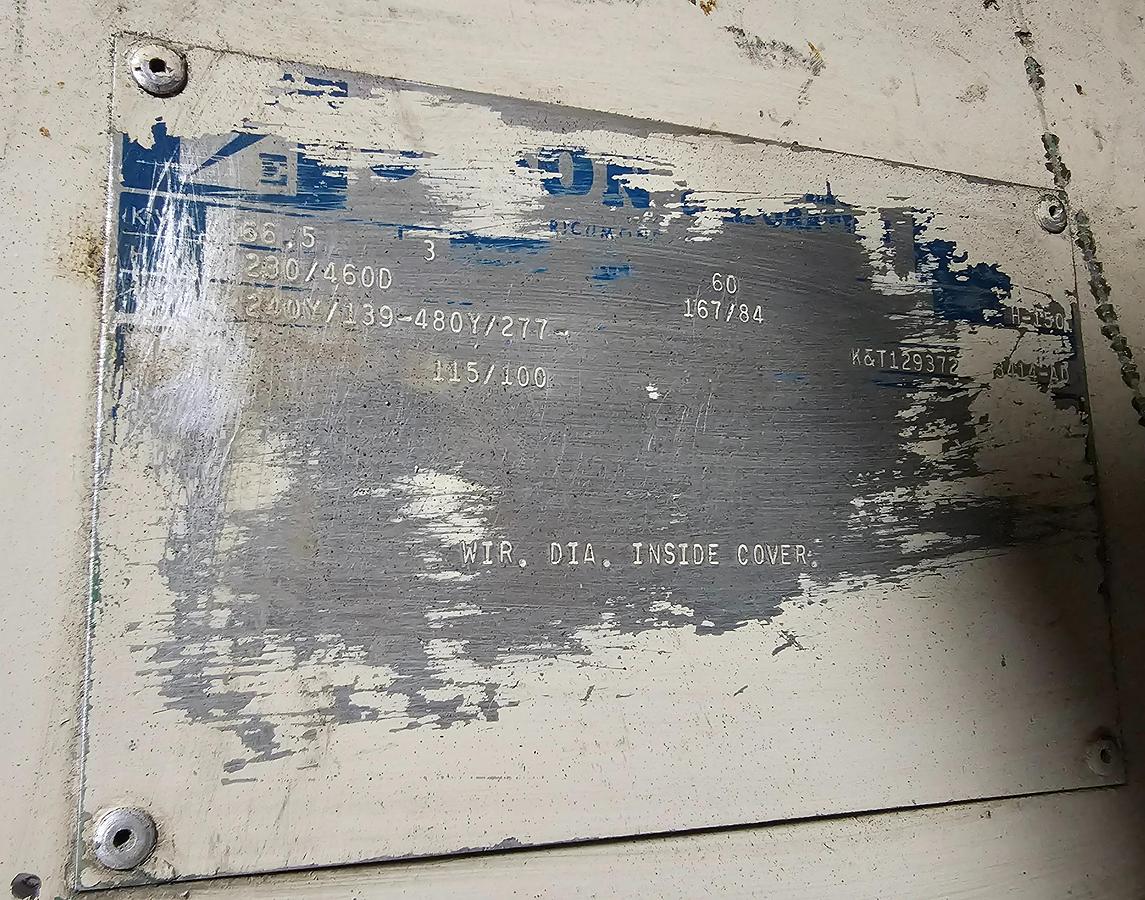 Used Olson 66.5 KVA Electrical Transformer H.V. 230/460D L.V. 240Y/139-480Y/277